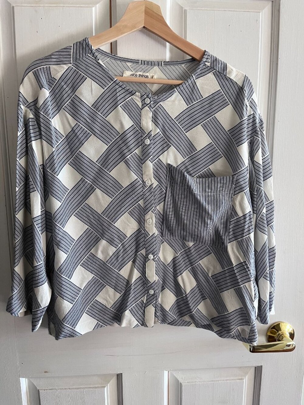 Geometric Striped Blouse by Nice Things